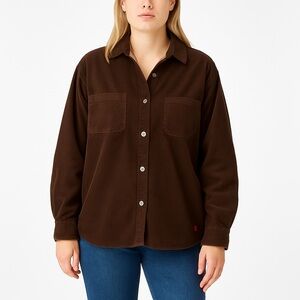Woolrich Women’s Corduroy Snap Shirt Jacket Fleece Lined Espresso Brown Size XL
